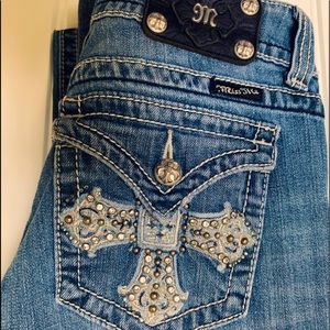 MISS ME Bootcut Jeans 29 Gothic cross flap pocket